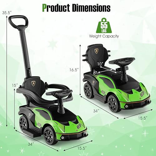 HONEY JOY Push Cars for Toddlers, Lamborghini Kids Toy Car
